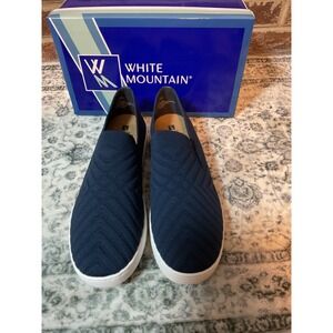 White Mountain Womens Navy Blue Knit Slip On Sneakers Shoes Size 11